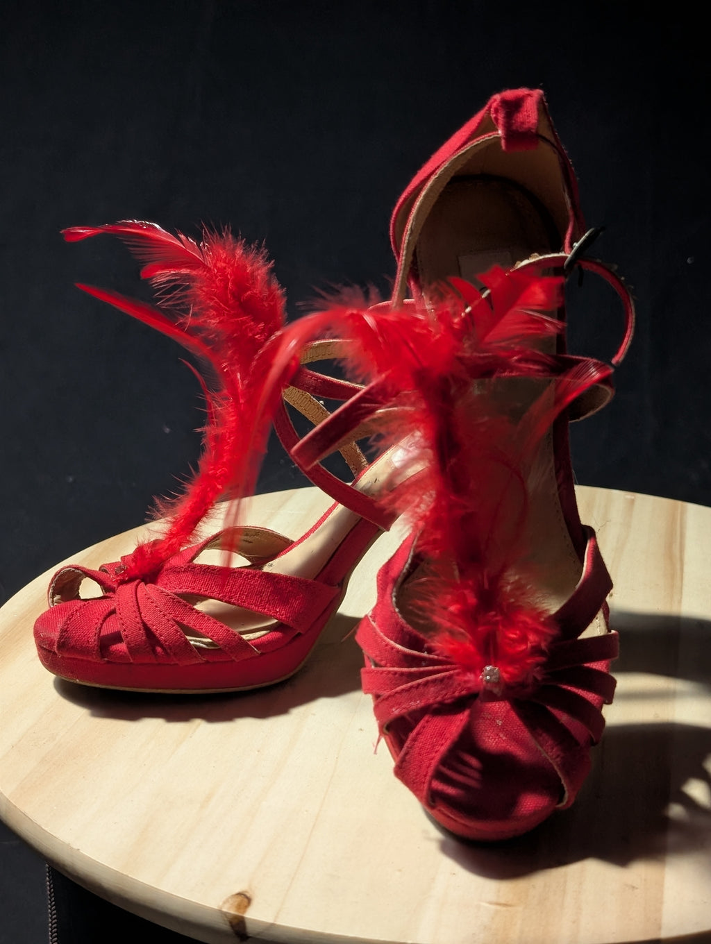 ZAPATO ROJO PLUMAS