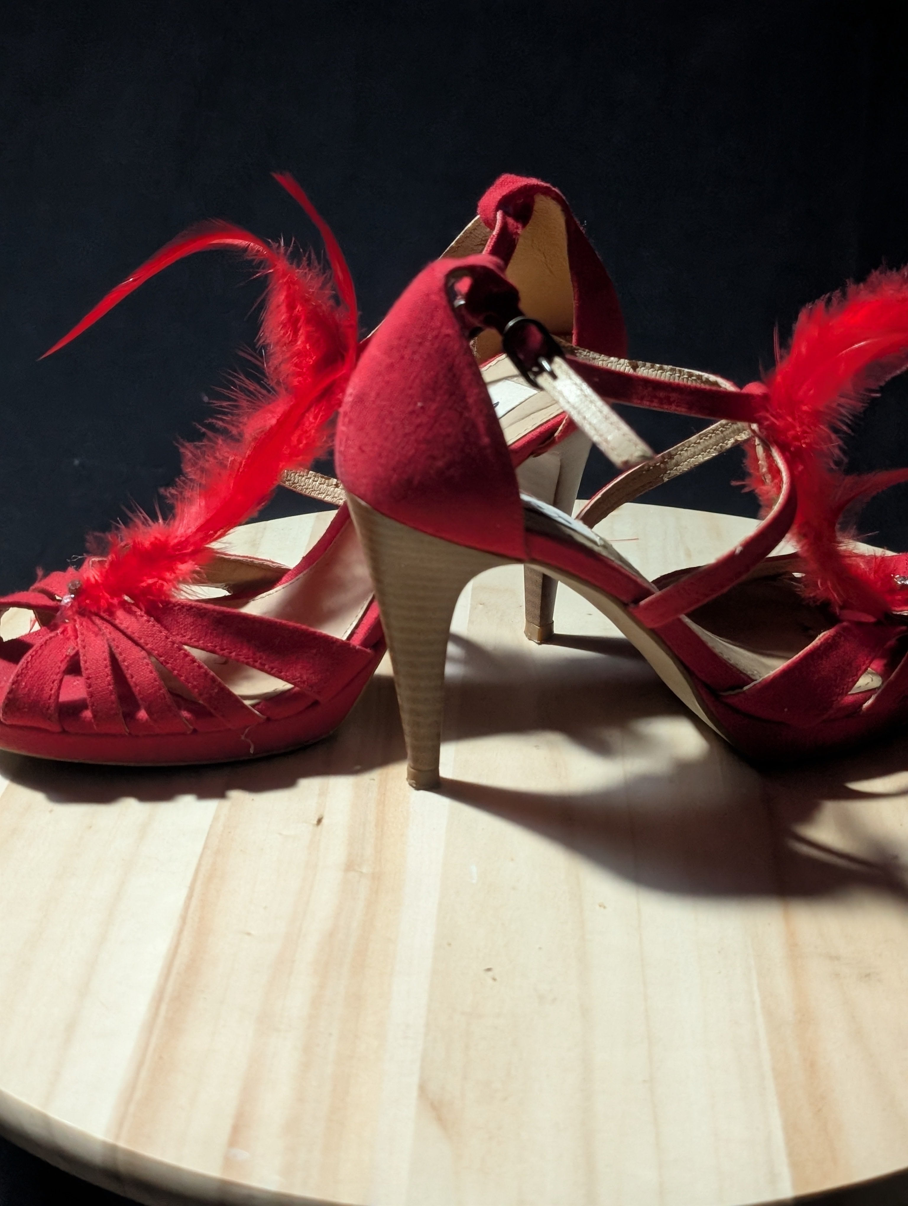 ZAPATO ROJO PLUMAS